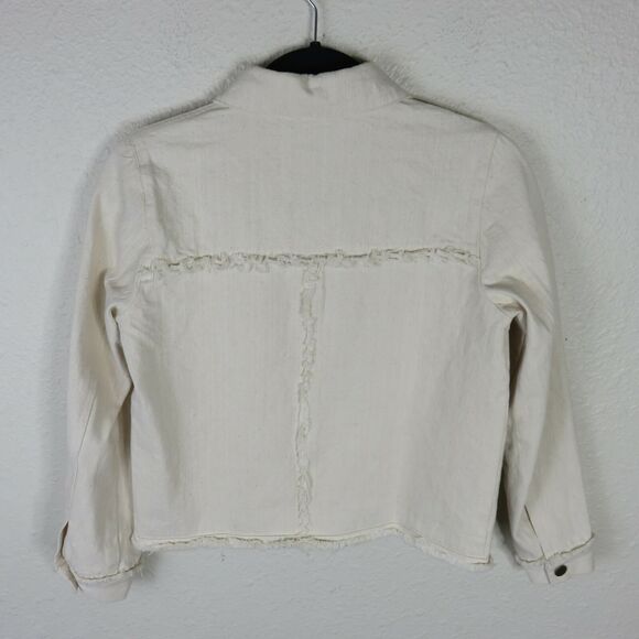 Mod Ref Frayed Hem Cream Jean Jacket - Women's Small - Picture 2 of 11